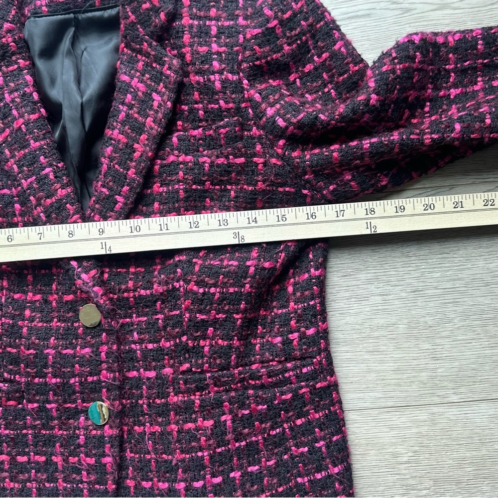 Calvin Klein Tweed Blazer Pink Black Cropped Jacket Size 6P Petite - Picture 4 of 8